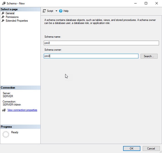 Create schema -screenshot