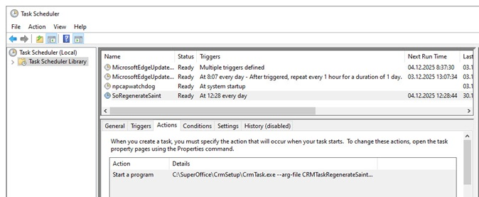 Scheduled Task -screenshot