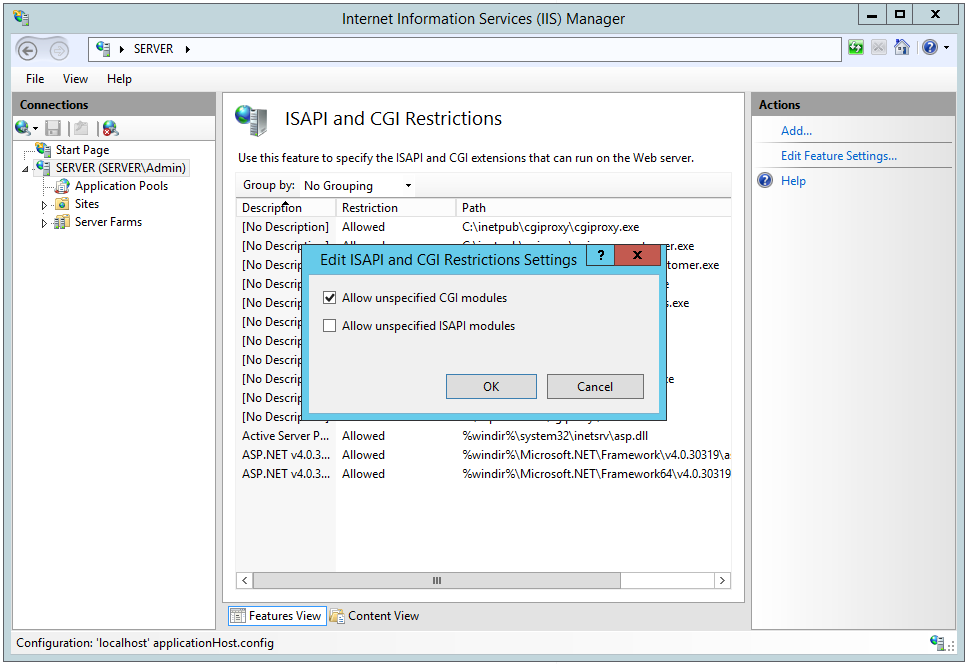 Allow unspecified CGI modules -screenshot