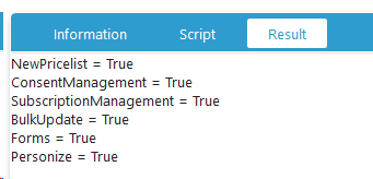 CRMScript get feature toggles result -screenshot
