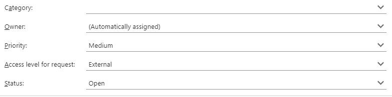 Screen capture of select entity drop-downs