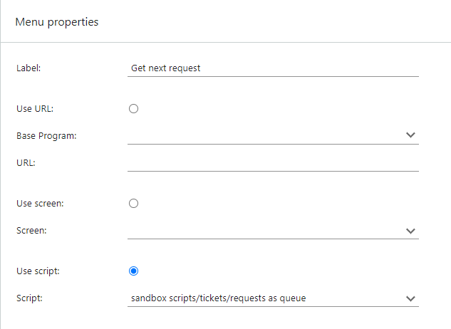 Screen capture of create extra menu