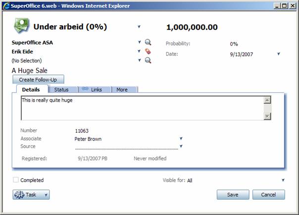 Sale dialog