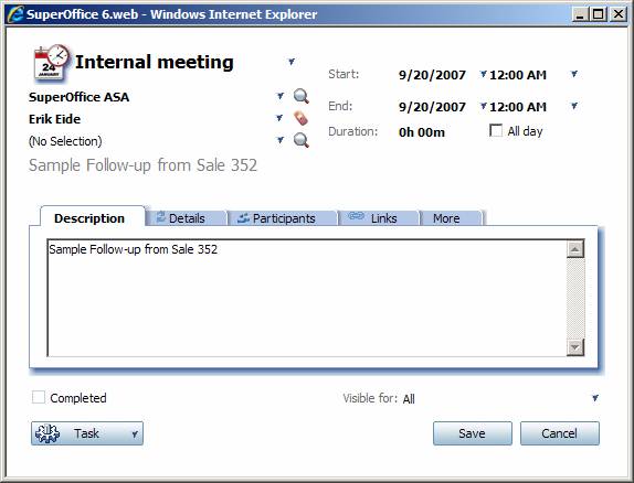 Sale dialog