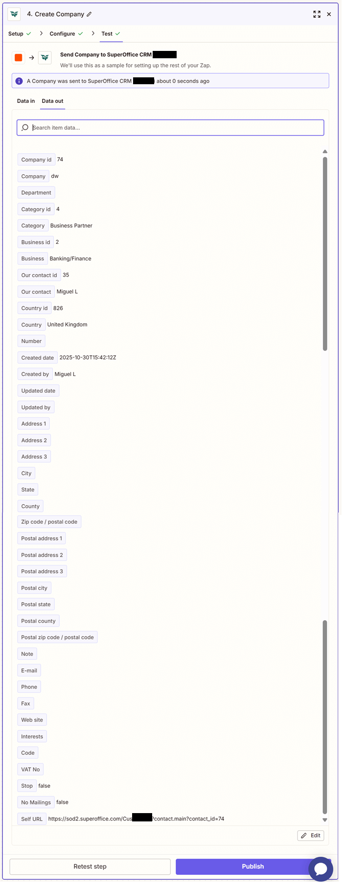 Zapier: Verify -screenshot