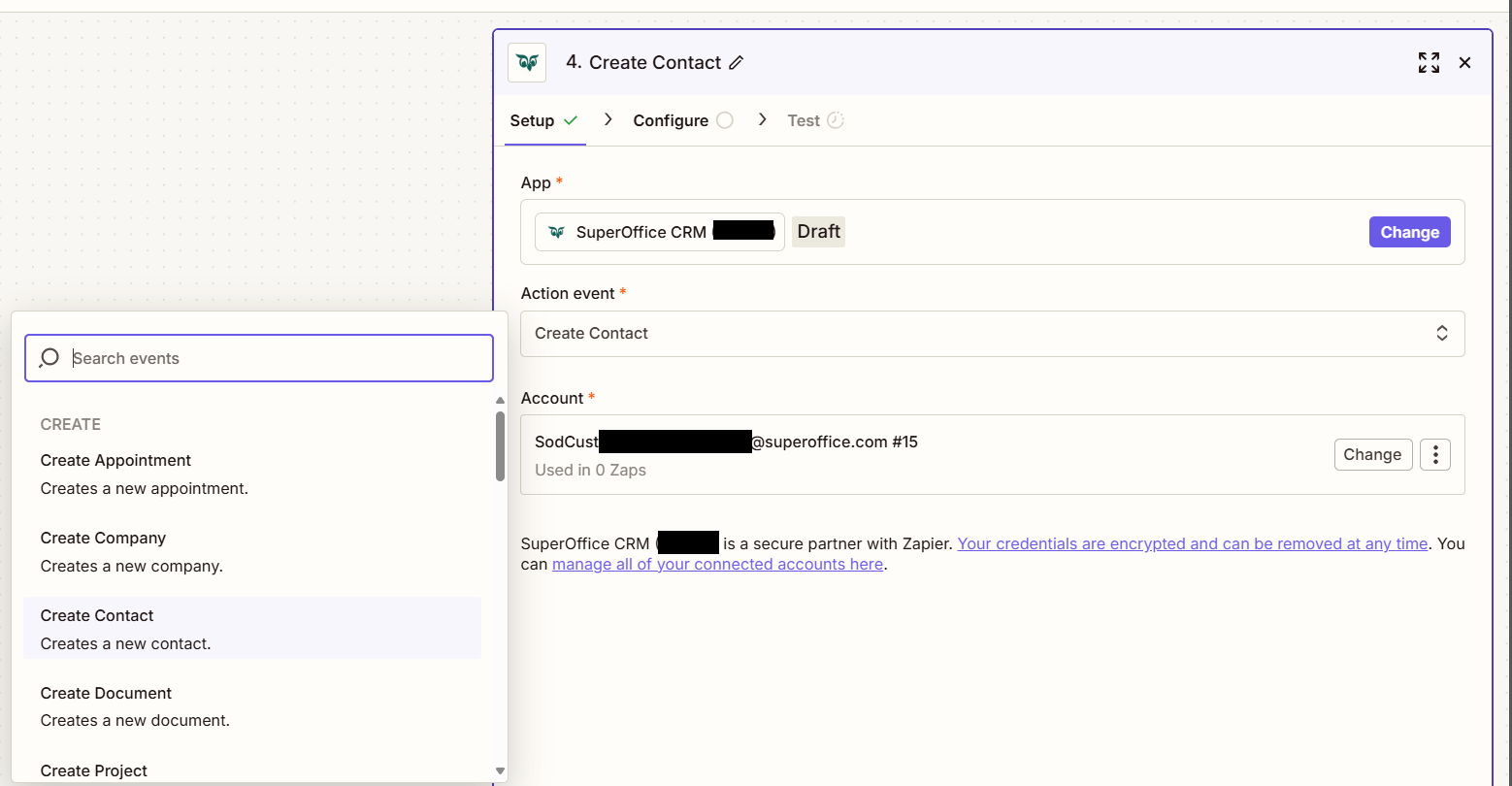 Set up an action -screenshot