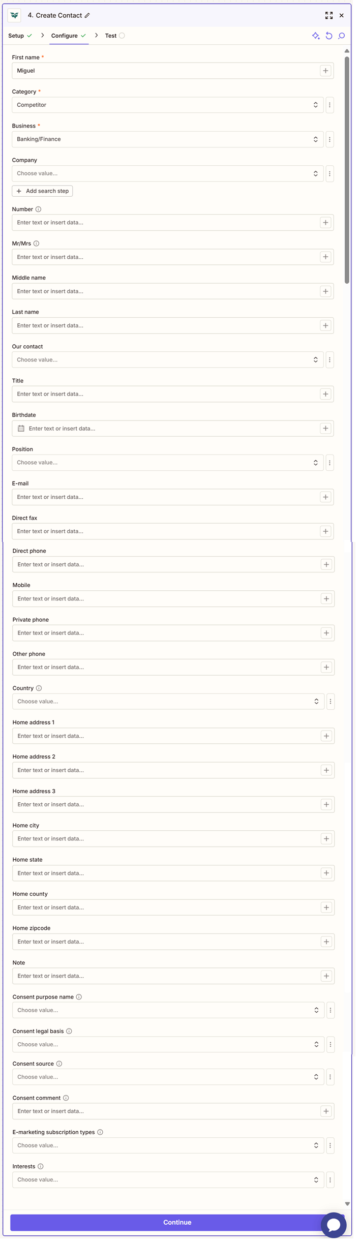 Fill out your action -screenshot