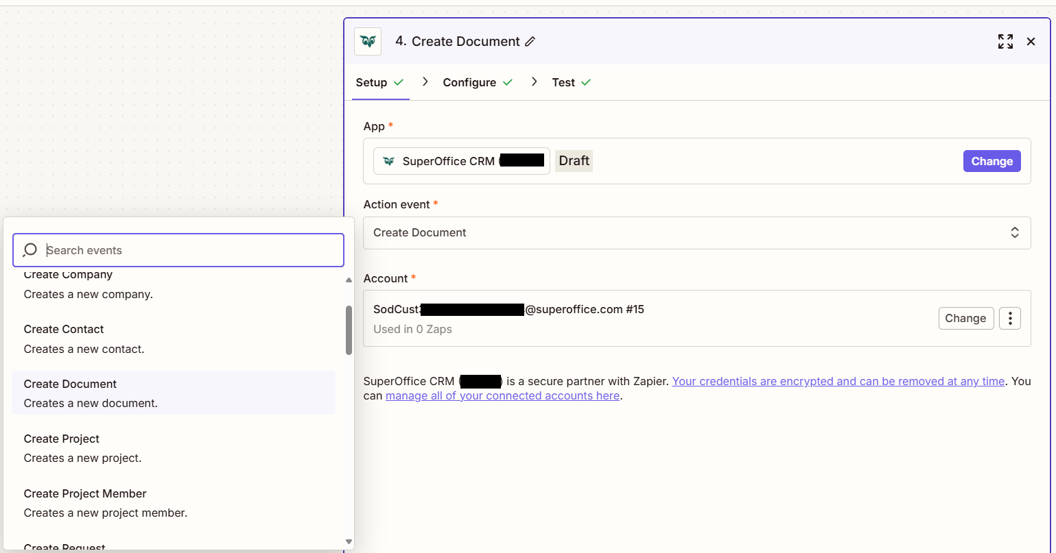 Set up an action -screenshot