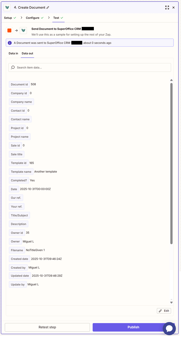 Zapier: Verify -screenshot