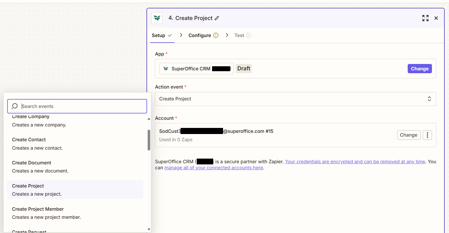 Set up an action -screenshot