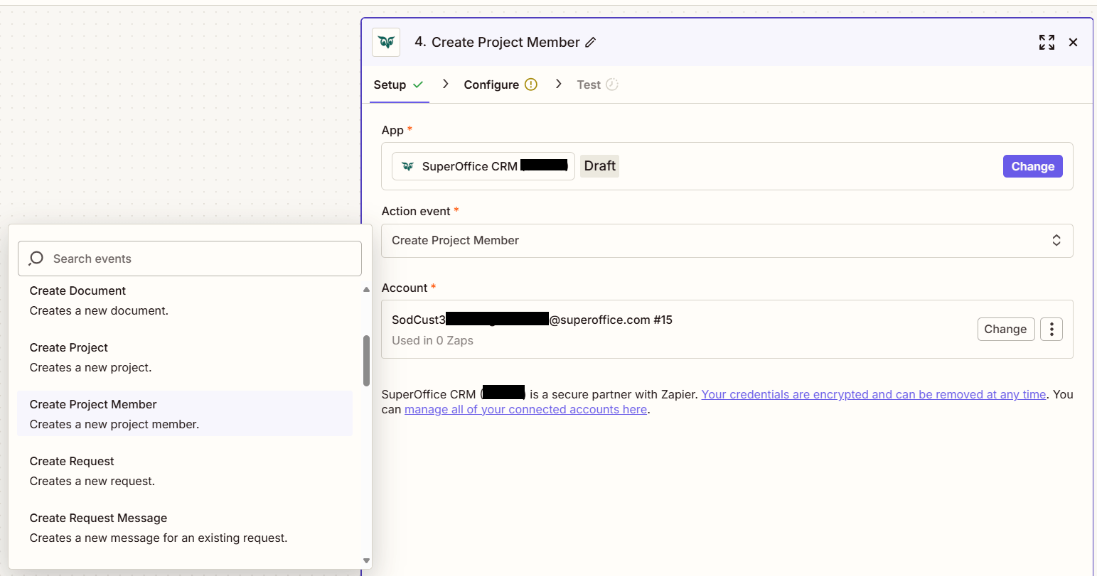 Set up an action -screenshot