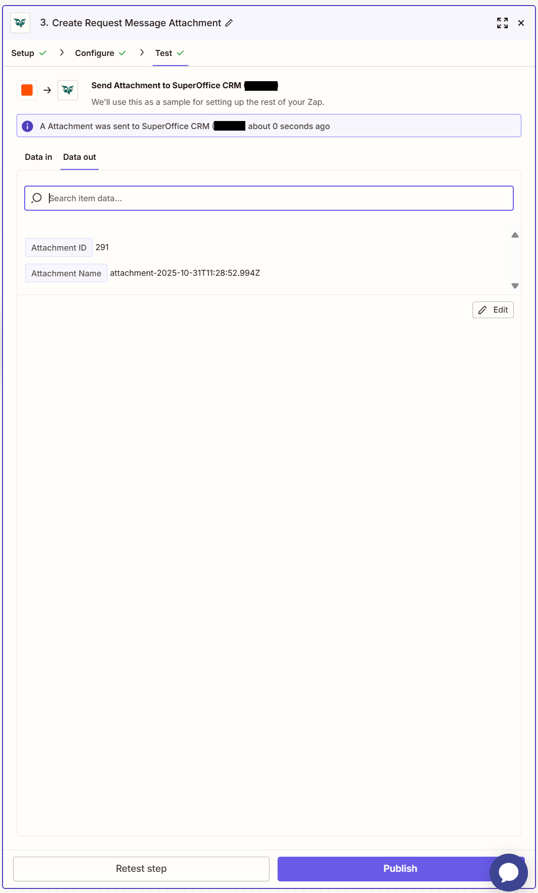 Zapier: Verify -screenshot