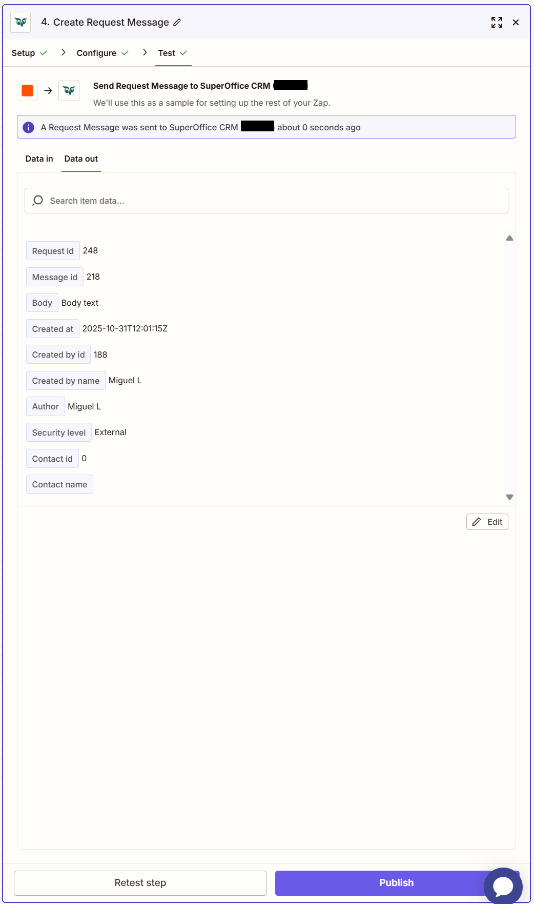 Zapier: Verify -screenshot