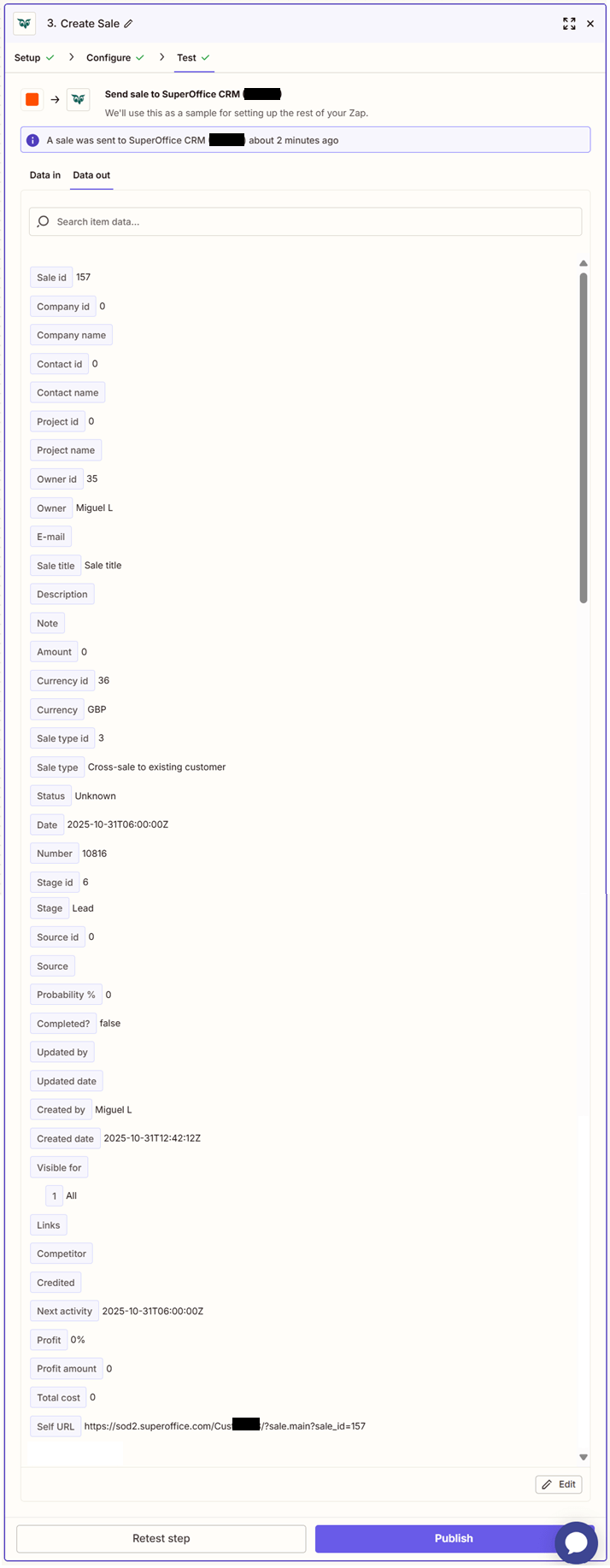 Zapier: Verify -screenshot