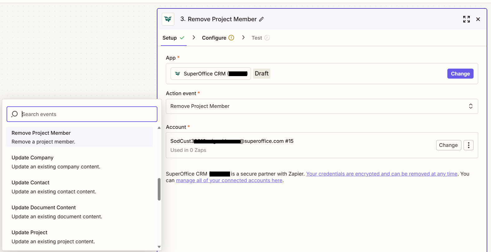 Set up an action -screenshot