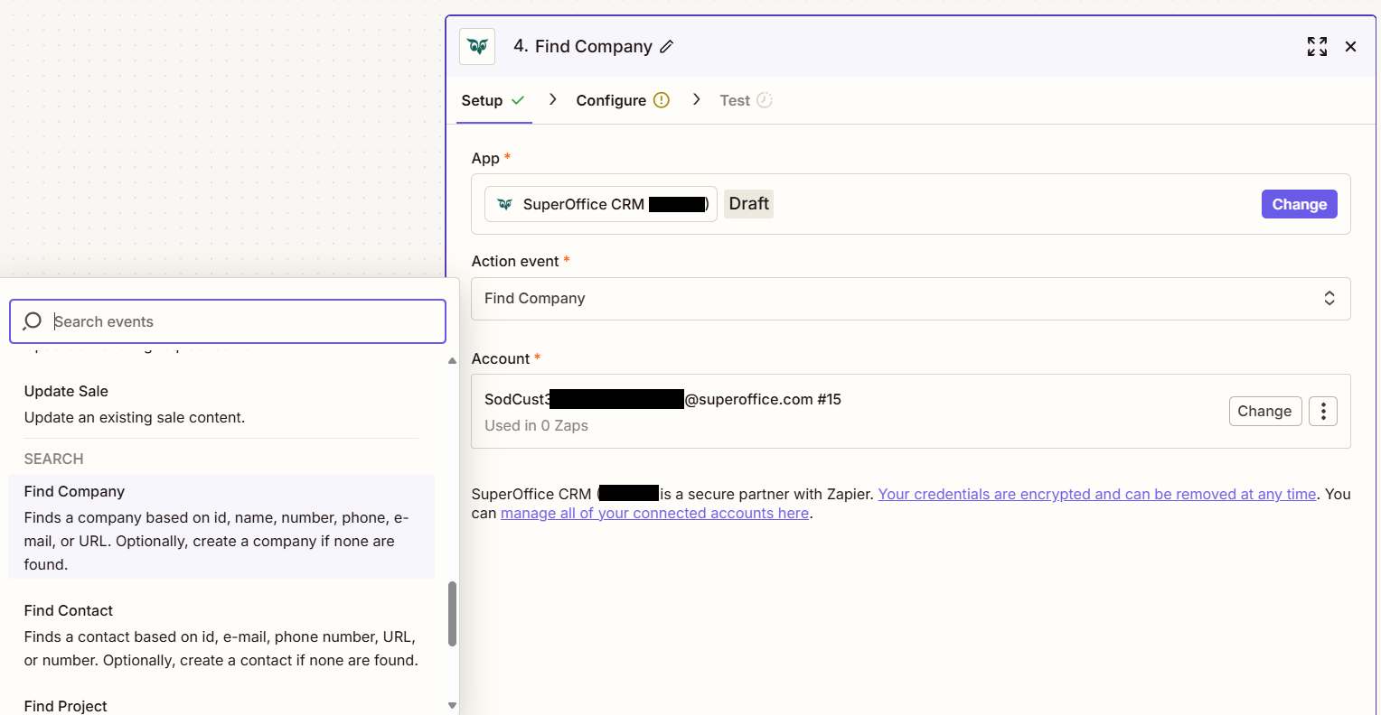 Set up an action -screenshot