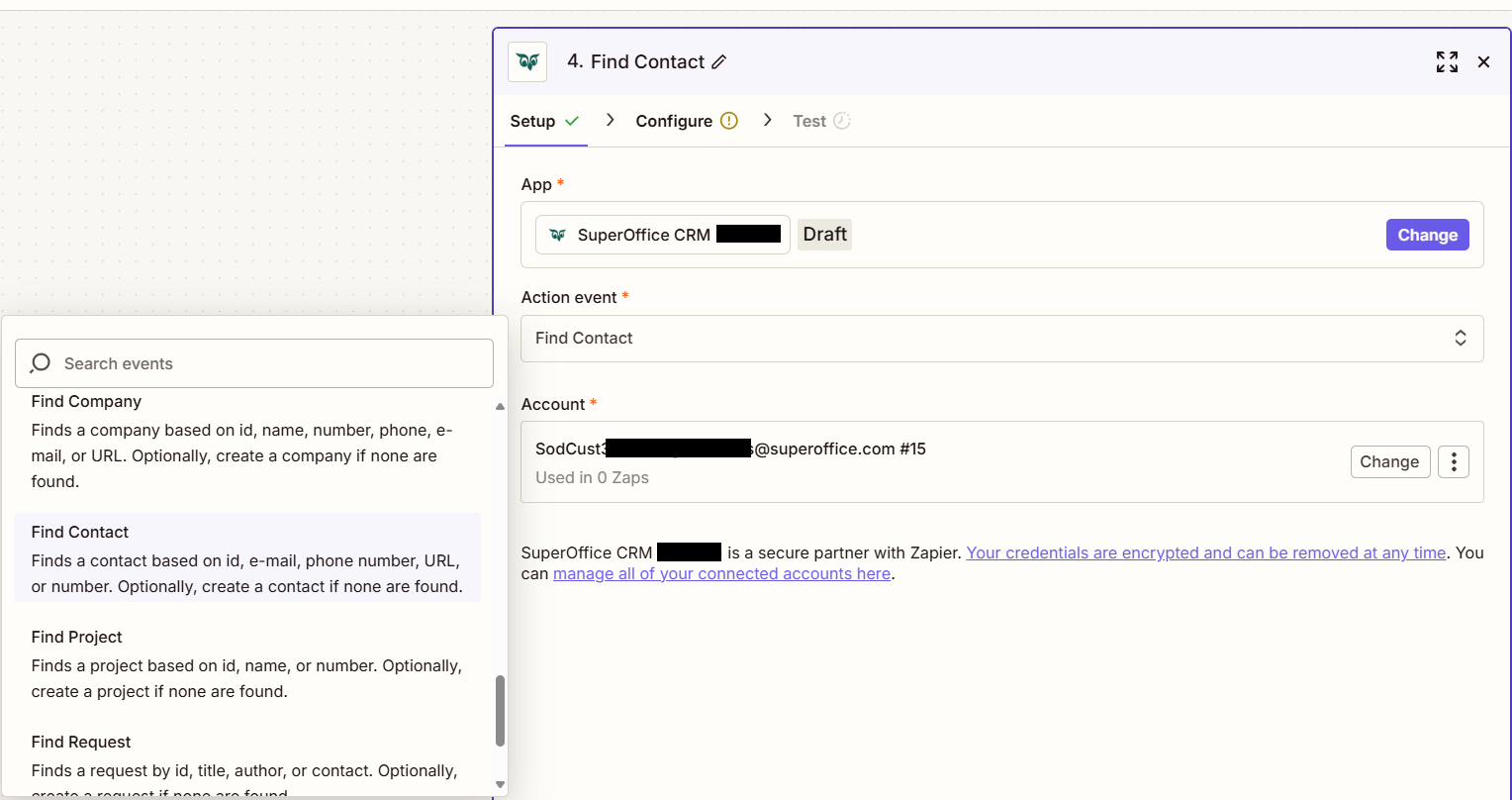 Set up an action -screenshot