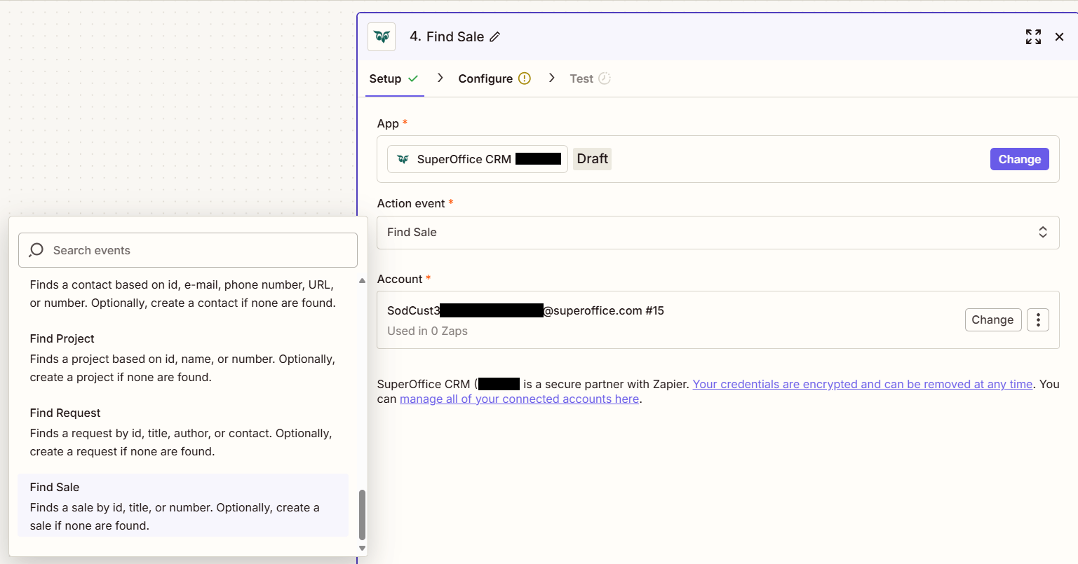 Set up an action -screenshot