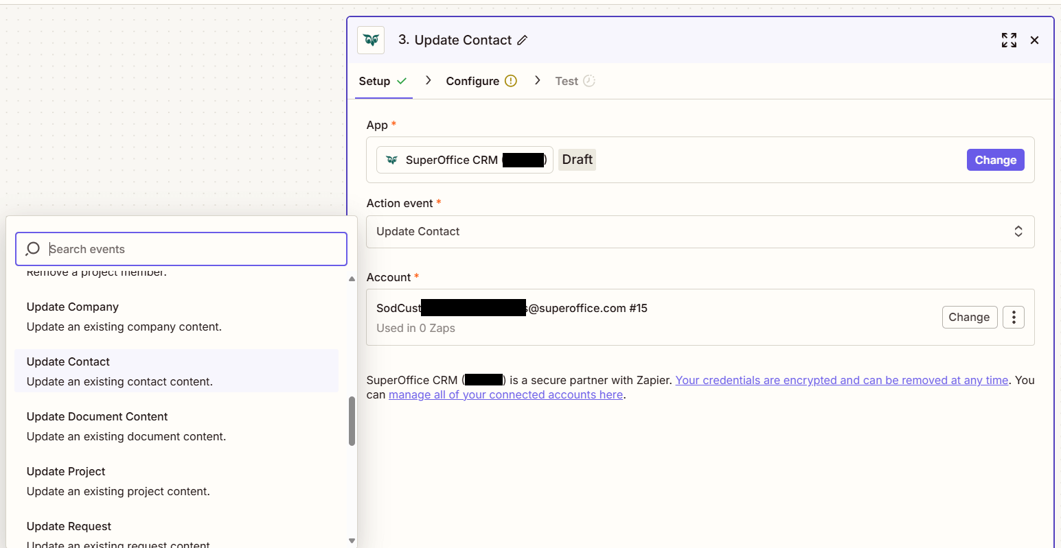 Set up an action -screenshot