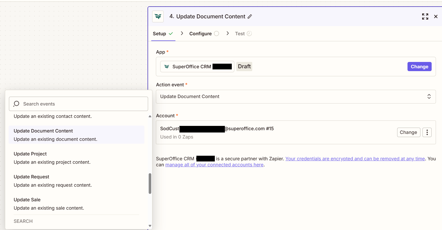 Set up an action -screenshot