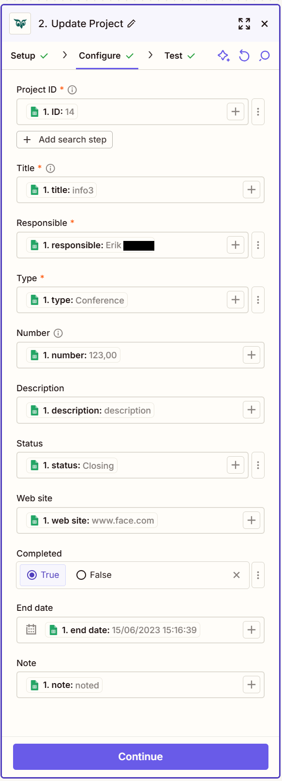 Fill out your action -screenshot