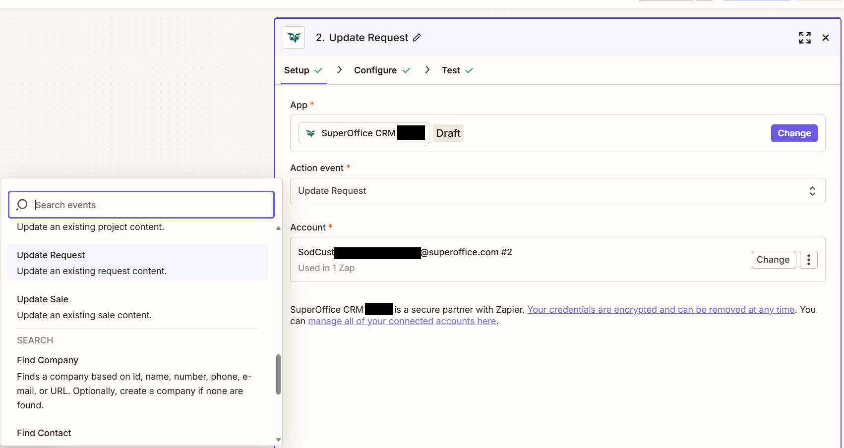 Set up an action -screenshot