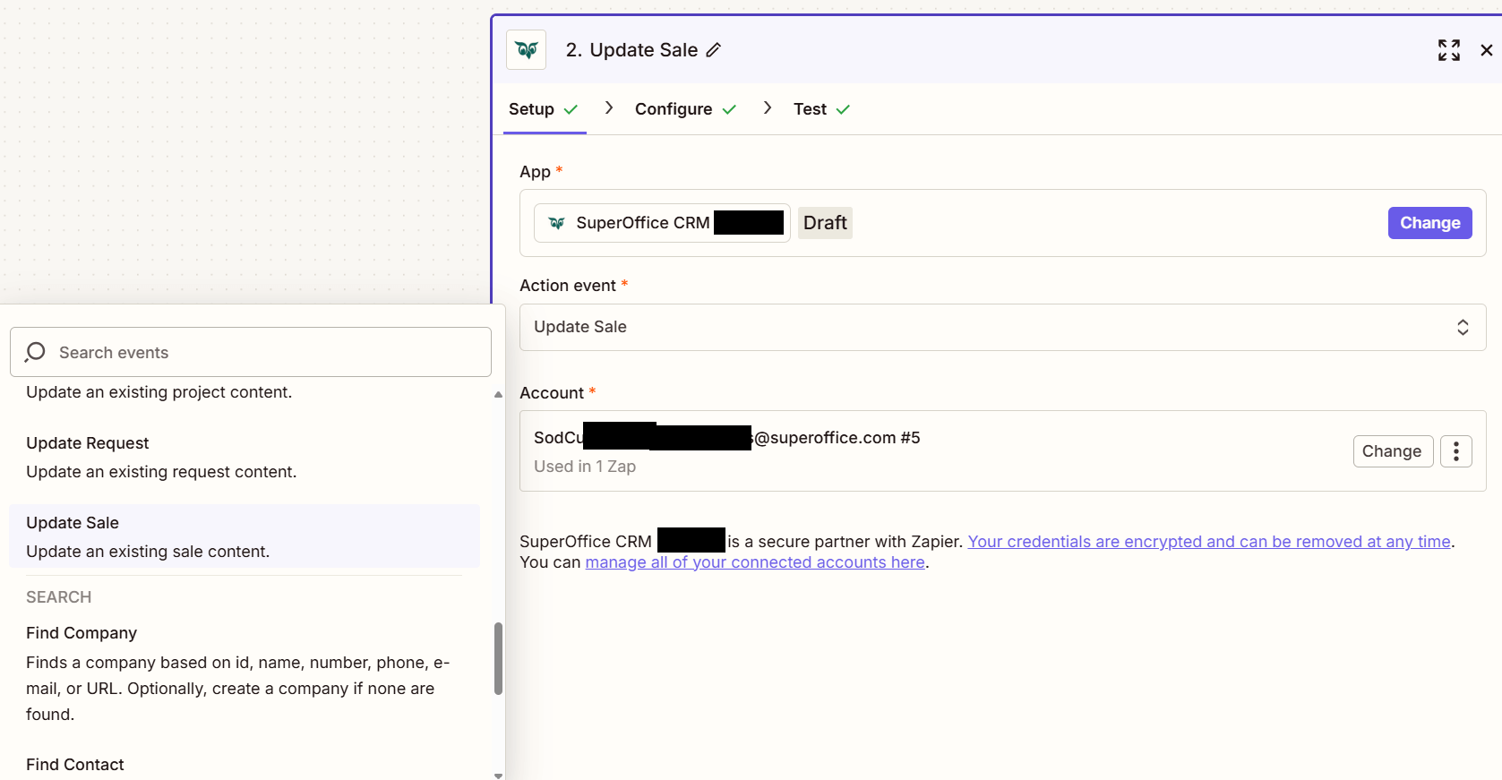 Set up an action -screenshot