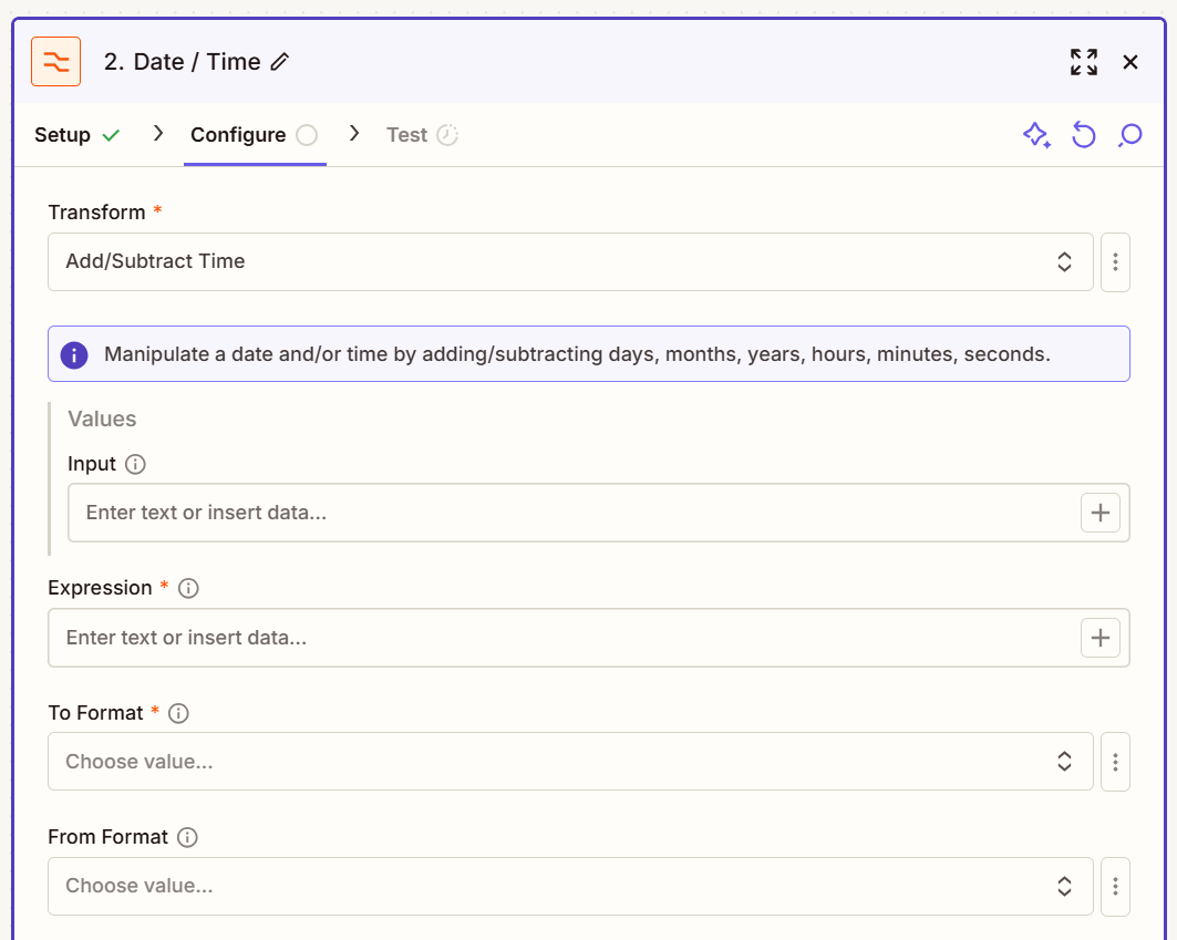 Add/Subtract Time -screenshot