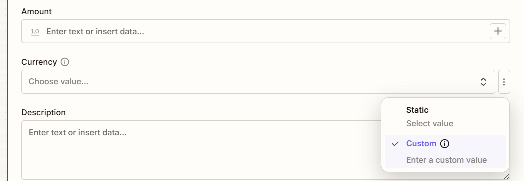 Use a Custom Value -screenshot