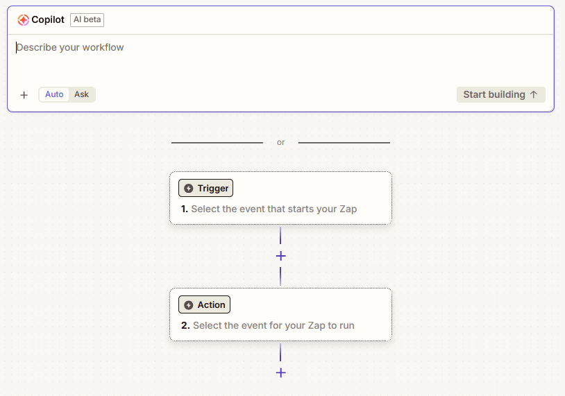 Zapier window showing the Create your trigger step -screenshot