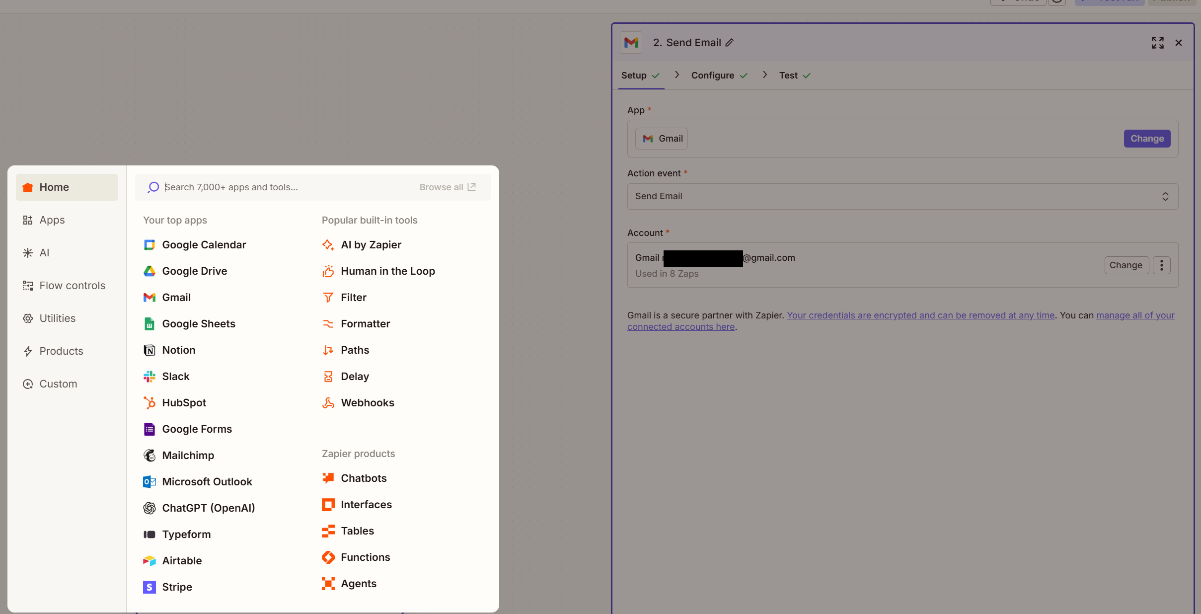 Zapier: Select your action -screenshot