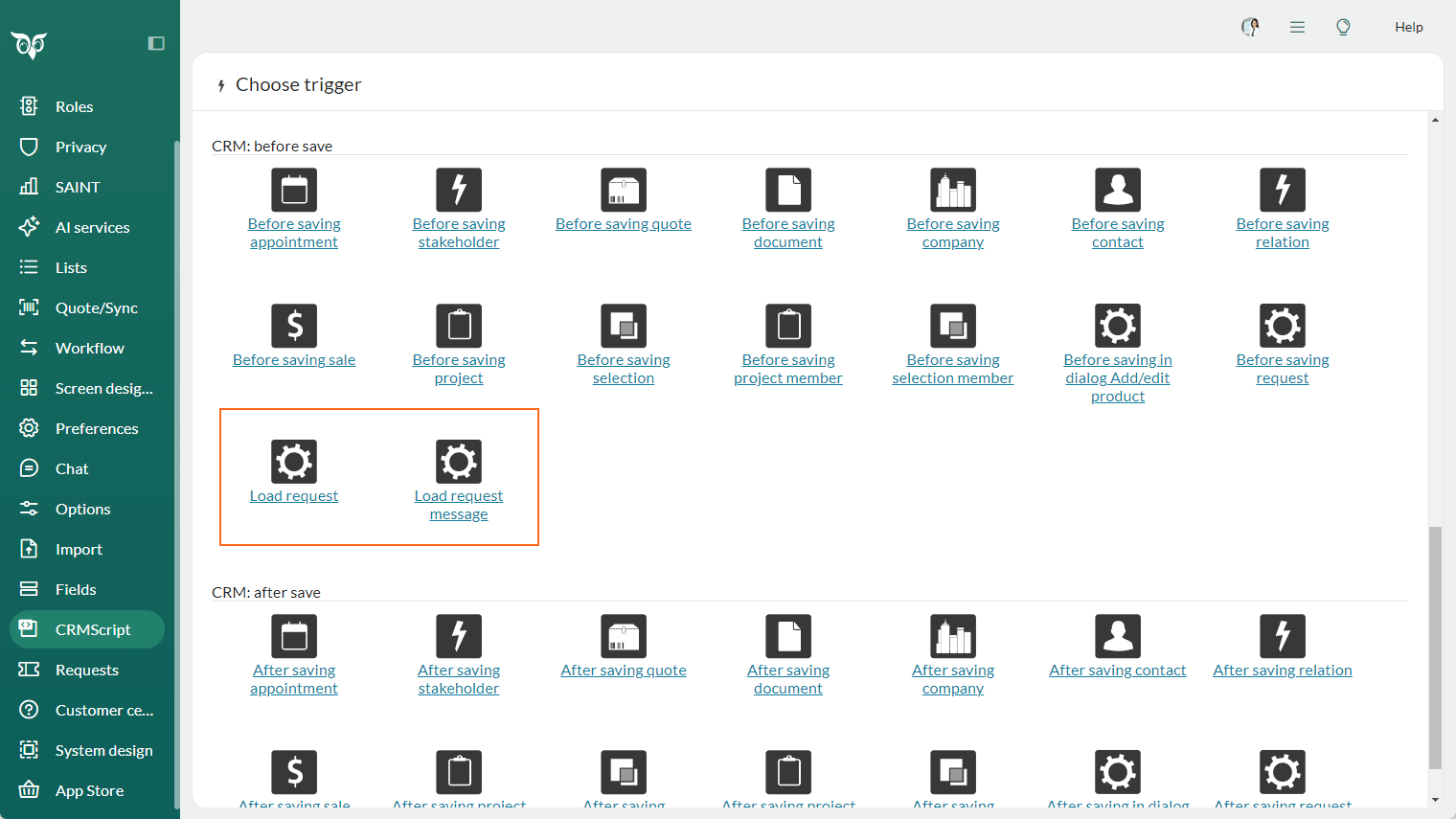 Admin CRMScript - Trigger Load request and message -screenshot