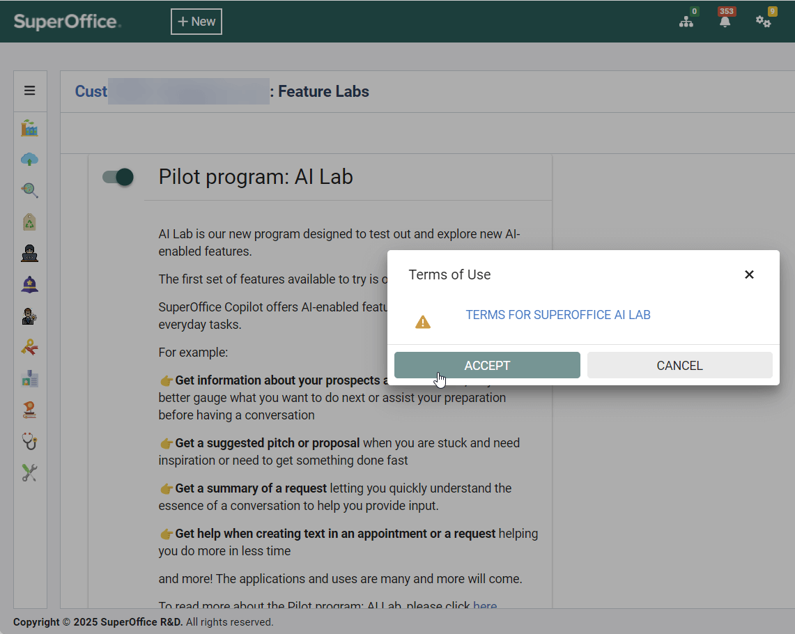 Admin OC - AI Lab consent -screenshot