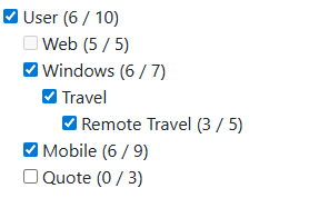 Nested series of checkboxes -screenshot