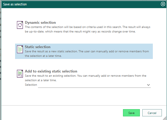 Select selection type -screenshot