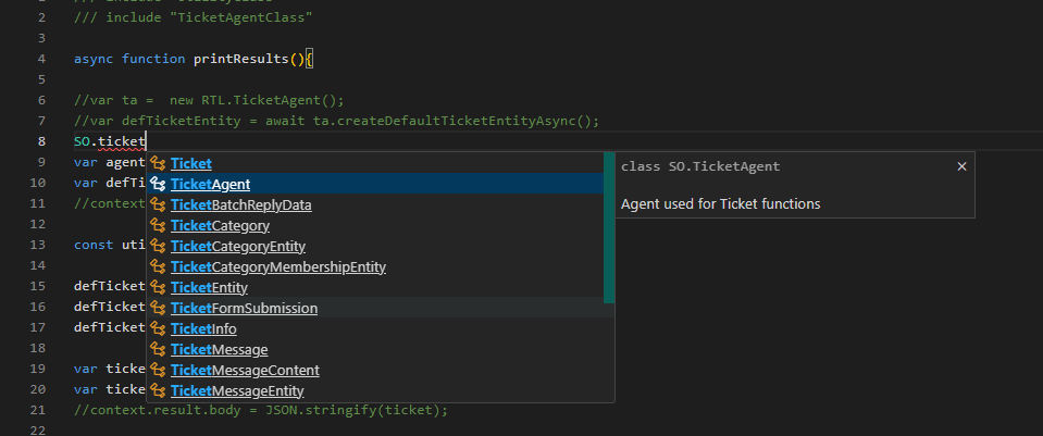 CRMScript - Intellisense with the Monaco editor -screenshot