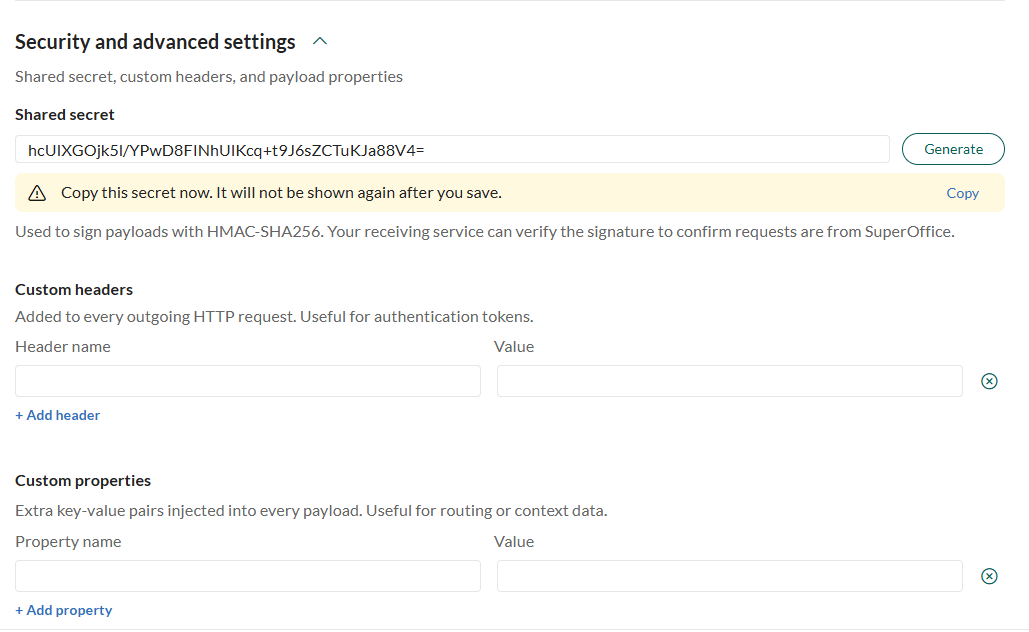 Security and advanced settings section expanded -screenshot
