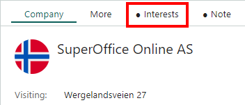 Company interests tab -screenshot