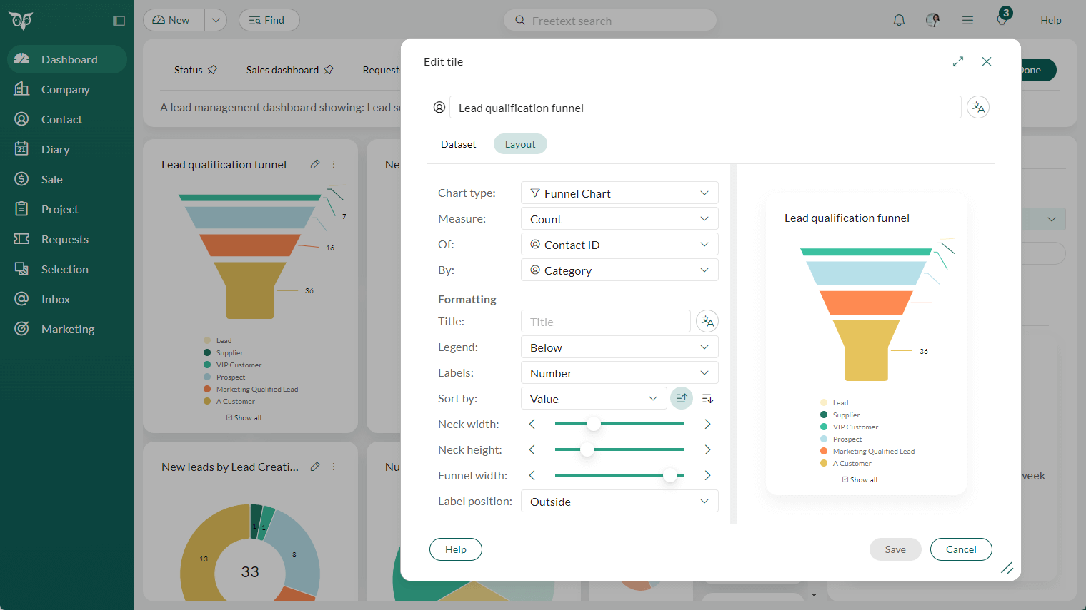 Dashboard tile for funnel -screenshot