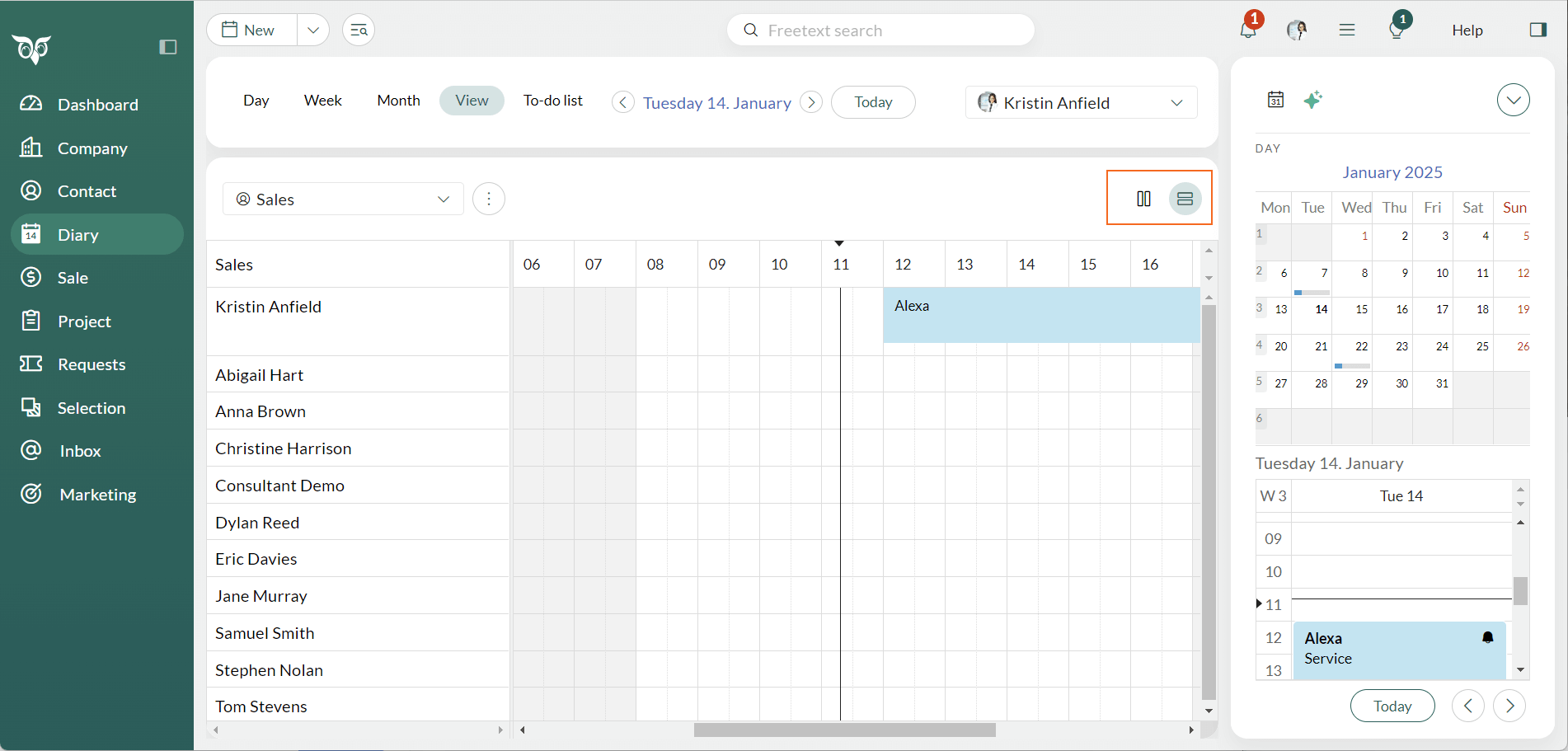 Diary - View tab with different previews -screenshot