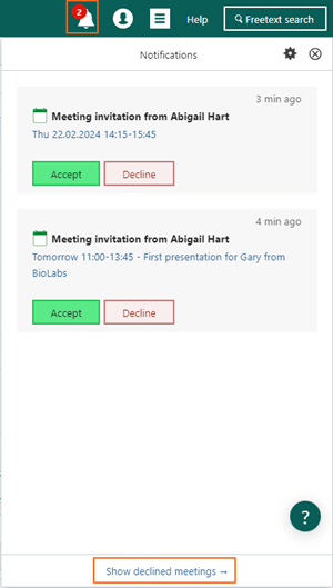 Notifications - Show declined meetings -screenshot