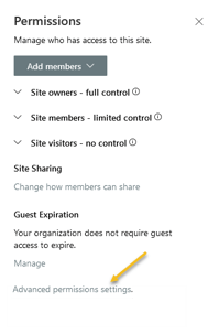 Advanced permissions settings -screenshot