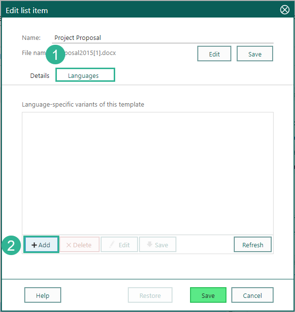 Add languages -screenshot