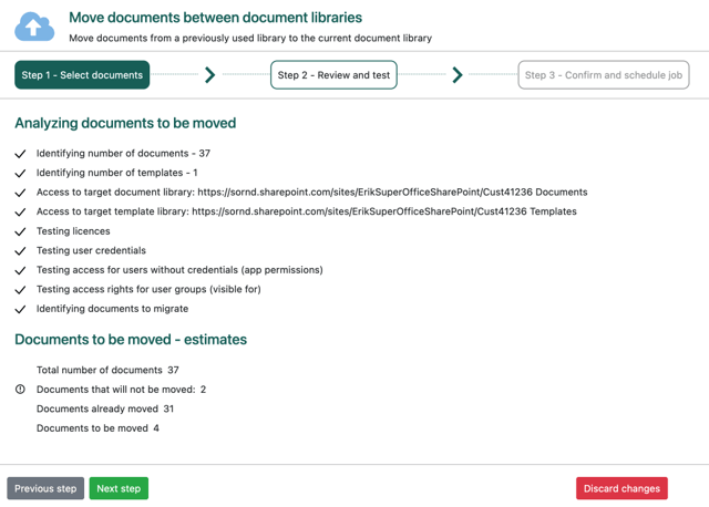 SharePoint document migration step 2 -screenshot