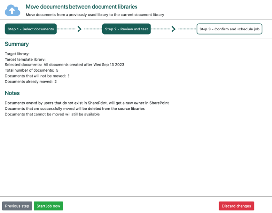 SharePoint document migration step 3 -screenshot