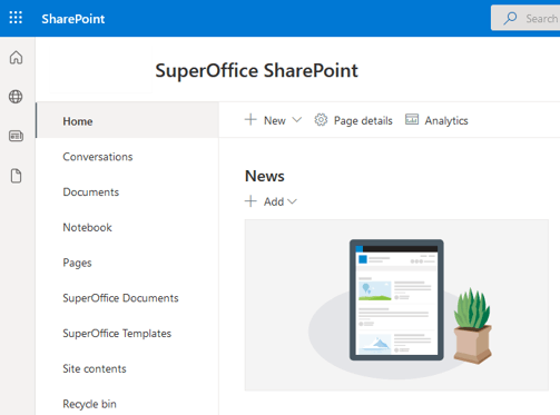 SharePoint main site -screenshot