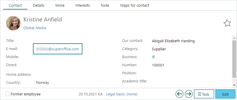 You can check which email you have registered in your Contact card -screenshot