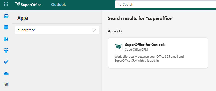 Search for SuperOffice in Office Apps page -screenshot