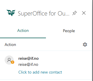 SuperOffice for Outlook, unknown contact -screenshot