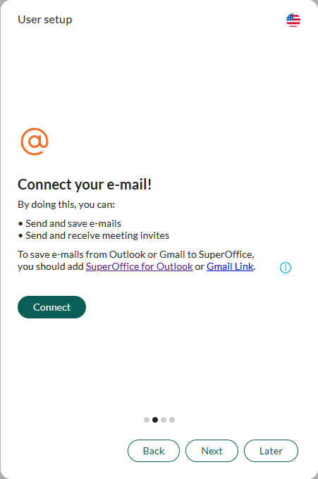 SuperOffice User setup - connect to your email account -screenshot